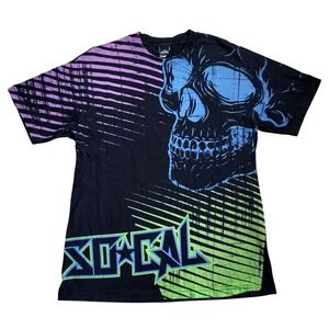 Vintage No Fear So Cal Graphic T-Shirt Mens Large Black Skull Graphic Print Tee